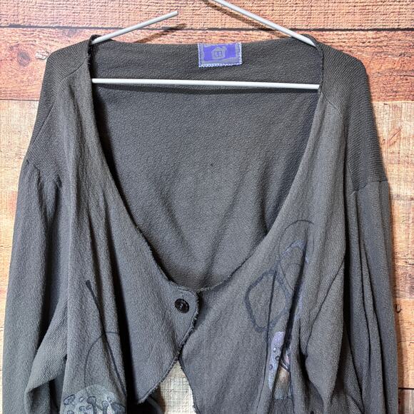 Barclay Gray Lagenlook Hand Printed Boho Short Shrug One Size - Picture 4 of 13